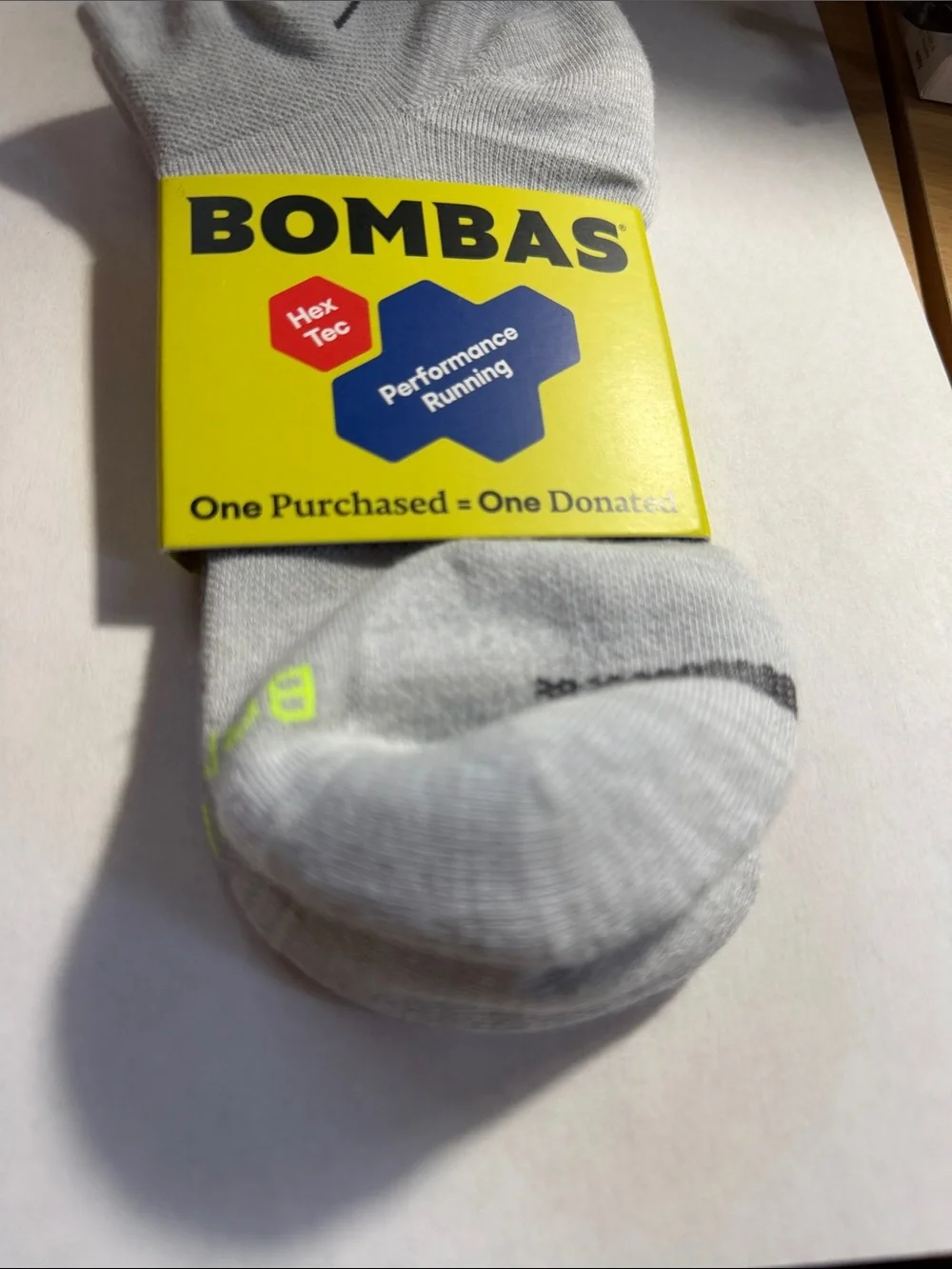 Bombas Light Gray Athletic Ankle Socks with Black Accent M